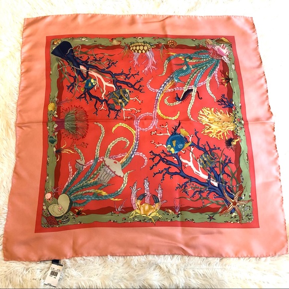 J. McLaughlin Accessories - J. McLaughlin Coral Aquarium Silk Scarf New